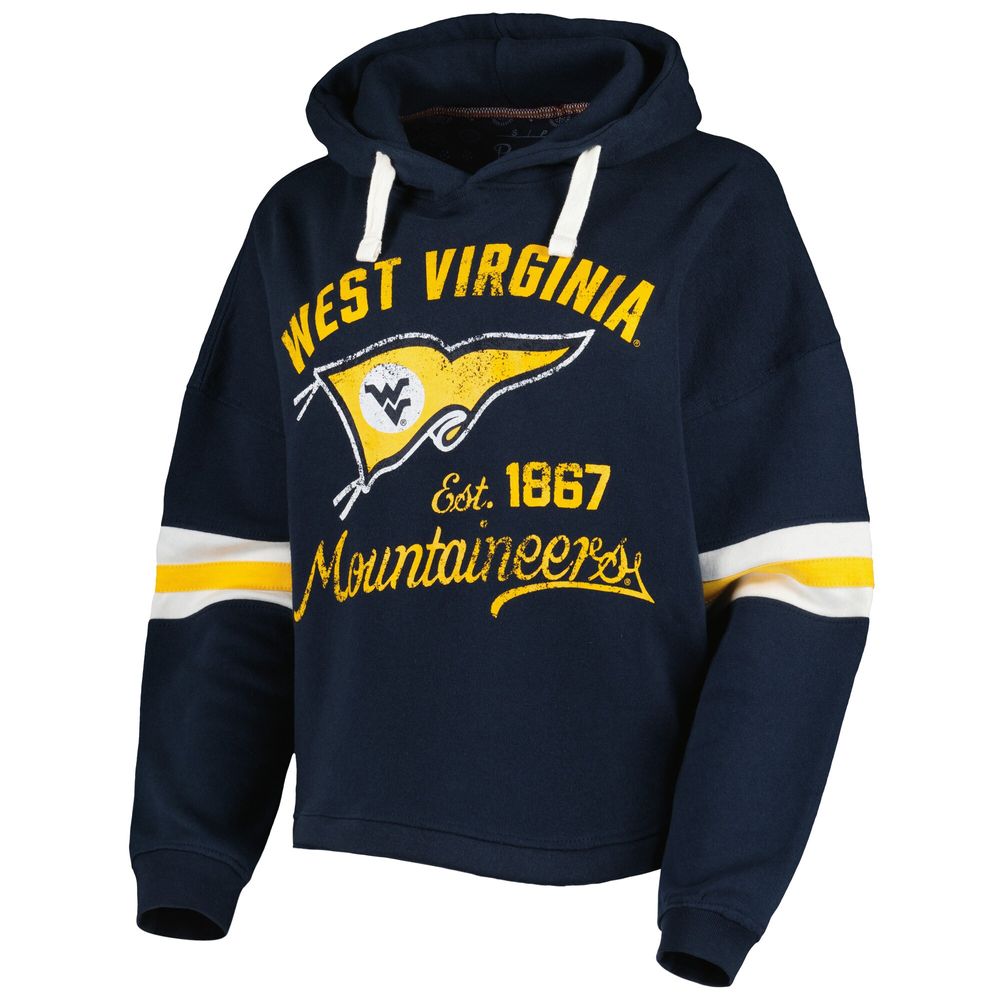 Women's Pressbox Navy West Virginia Mountaineers Super Pennant Pullover Hoodie