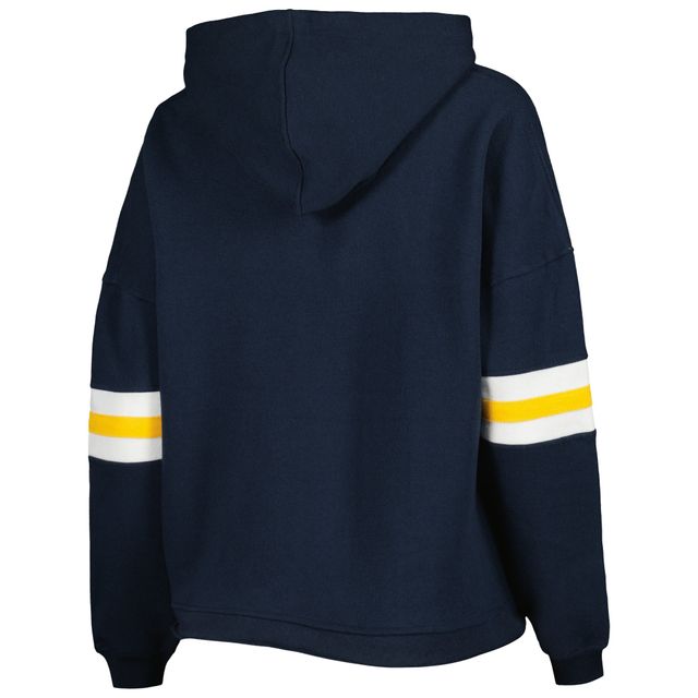 Sweat à capuche Pressbox West Virginia Mountaineers Super Pennant pour femme, bleu marine