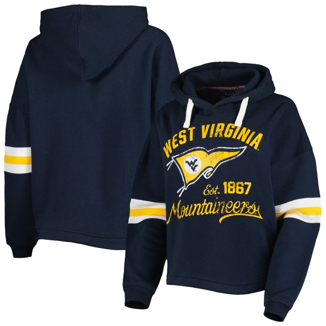 Sweat à capuche Pressbox West Virginia Mountaineers Super Pennant pour femme, bleu marine