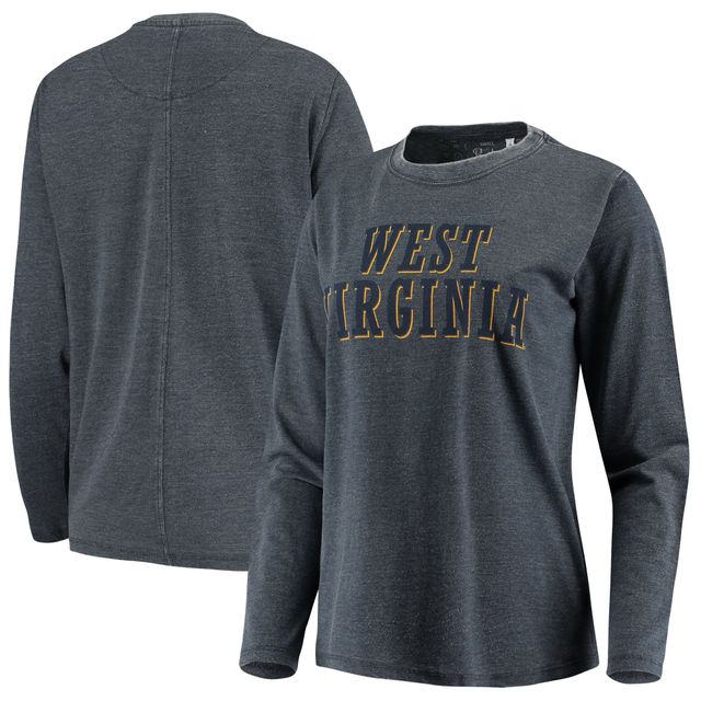 T-shirt à manches longues Pressbox bleu marine West Virginia Mountaineers ton sur pour femme