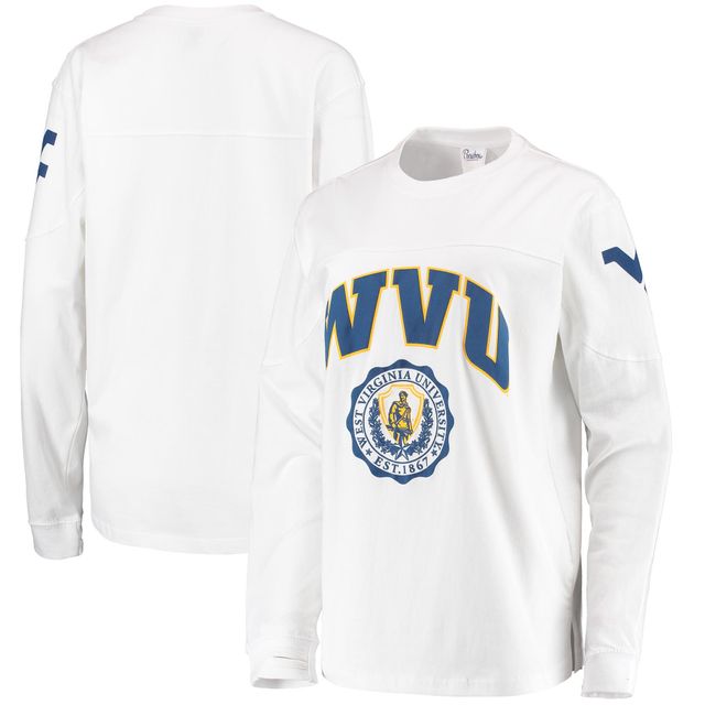 T-shirt à manches longues Edith White West Virginia Mountaineers pour femme