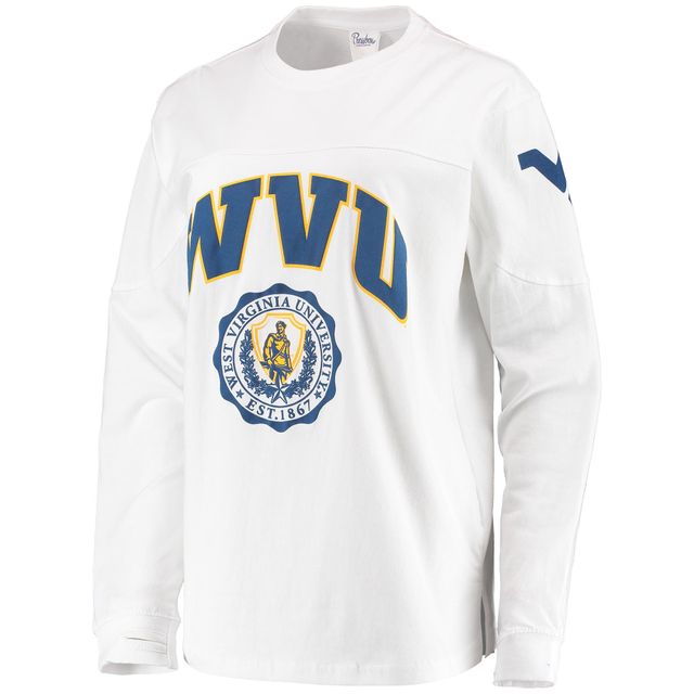 T-shirt à manches longues Edith White West Virginia Mountaineers pour femme