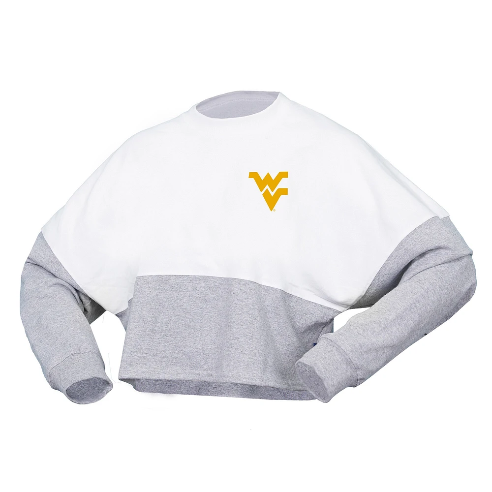 T-shirt en Jersey court à manches longues pour femme Spirit White West Virginia Mountaineers Heather Block