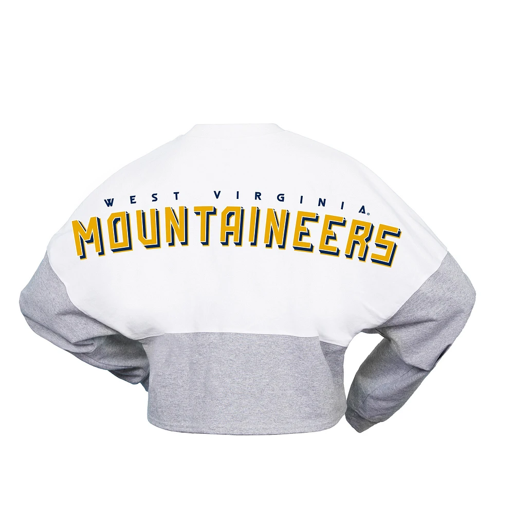 T-shirt en Jersey court à manches longues pour femme Spirit White West Virginia Mountaineers Heather Block