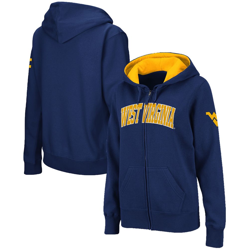 Women's Stadium Athletic Navy West Virginia Mountaineers Arched Name Full-Zip Hoodie