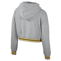 Women's The Wild Collective Heather Gray West Virginia Mountaineers Cropped Shimmer Pullover Hoodie