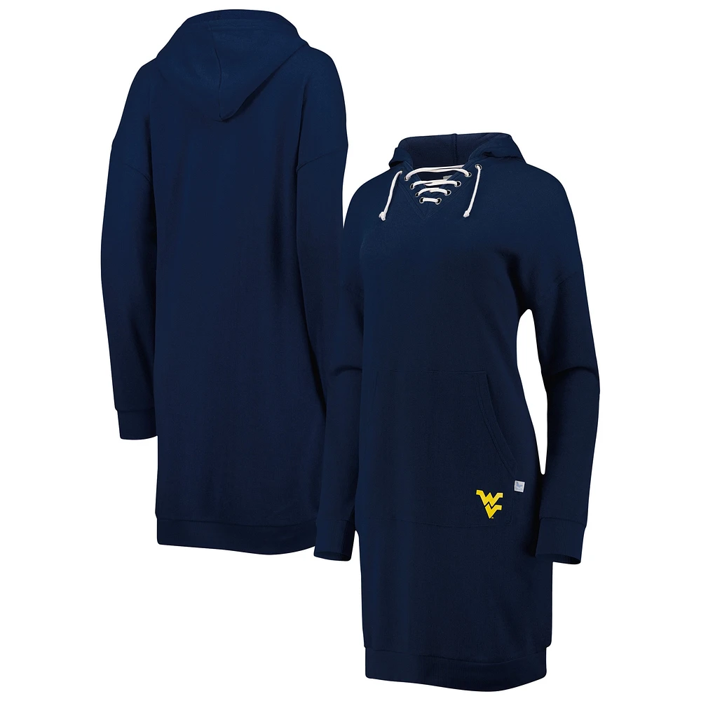 Robe à capuche et col en V lacets Quick Pass West Virginia Mountaineers Touch bleu marine pour femme