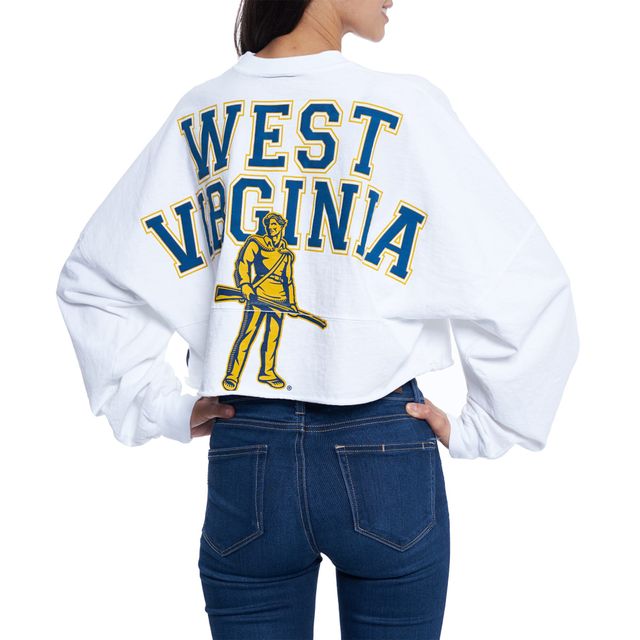 T-shirt à manches longues en jersey esprit court West Virginia Mountaineers pour femme blanc