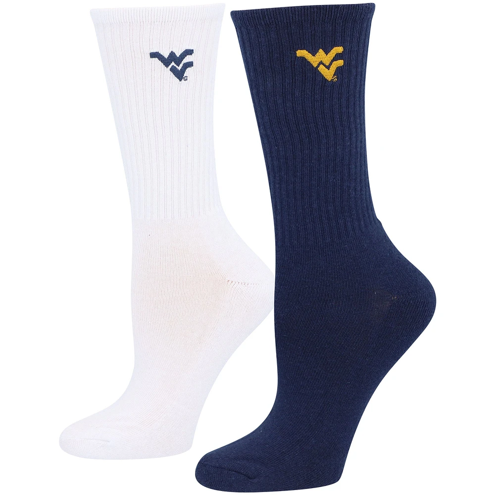 Lot de 2 paires de chaussettes pour femme ZooZatz bleu marine/blanc West Virginia Mountaineers