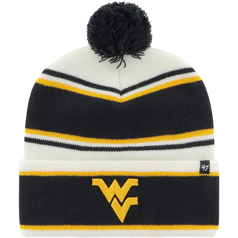 Bonnet en tricot à revers blanc West Virginia Mountaineers Stripling '47 pour jeunes avec pompon