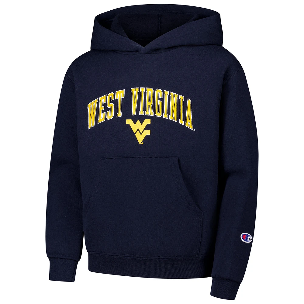 Youth Champion Navy West Virginia Mountaineers Campus Pullover Hoodie