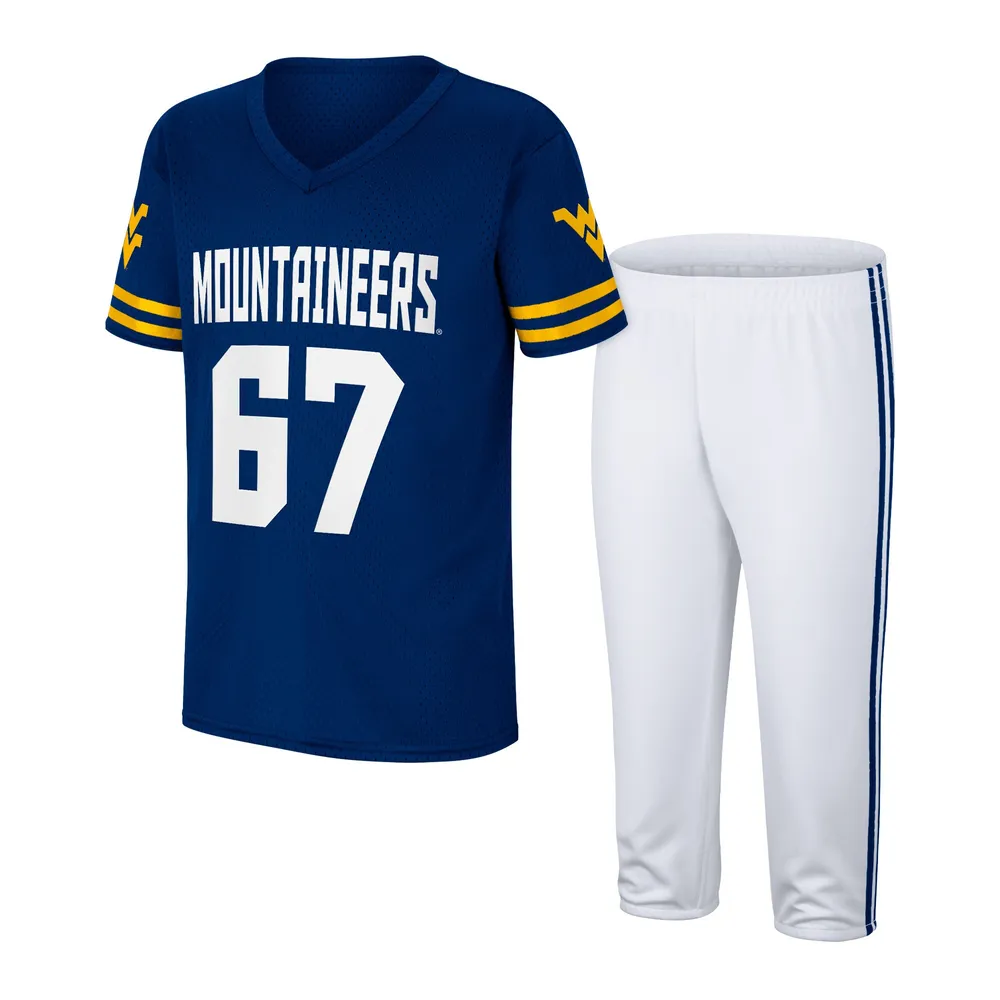 West Virginia Mountaineers Colosseum Youth Football Jersey & Pants Set - Navy/White