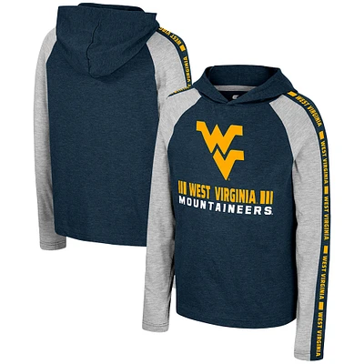 T-shirt à capuche manches longues Colosseum Navy West Virginia Mountaineers Ned Raglan pour jeunes