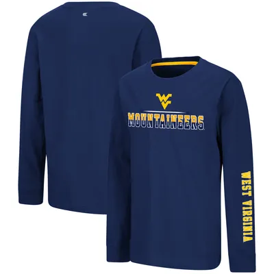 West Virginia Mountaineers Colosseum Youth Two-Hit Long Sleeve T-Shirt - Navy