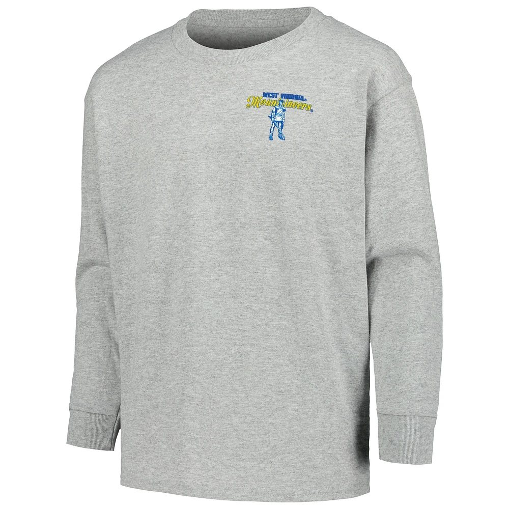 Youth Gray West Virginia Mountaineers Retro Script Long Sleeve T-Shirt