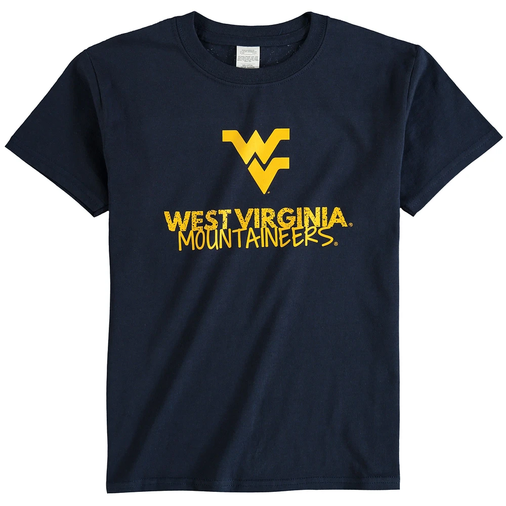 T-shirt bleu marine à col rond West Virginia Mountaineers pour jeune