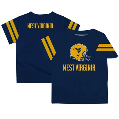 West Virginia Mountaineers Youth Team Logo Stripes T-Shirt - Navy