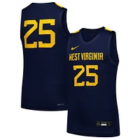 Maillot de basket-ball réplique Nike #25 bleu marine des West Virginia Mountaineers pour jeunes