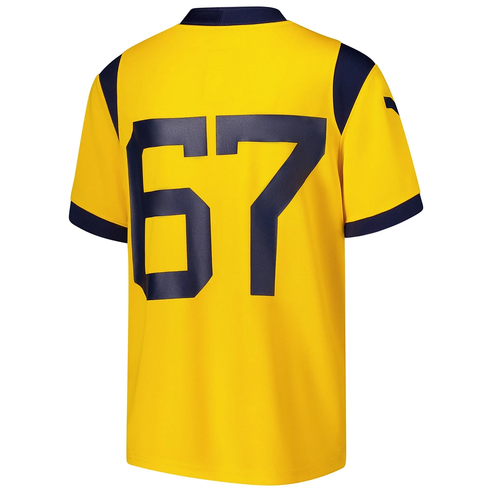 Youth Nike #67 Gold West Virginia Mountaineers Alternate Game Jersey