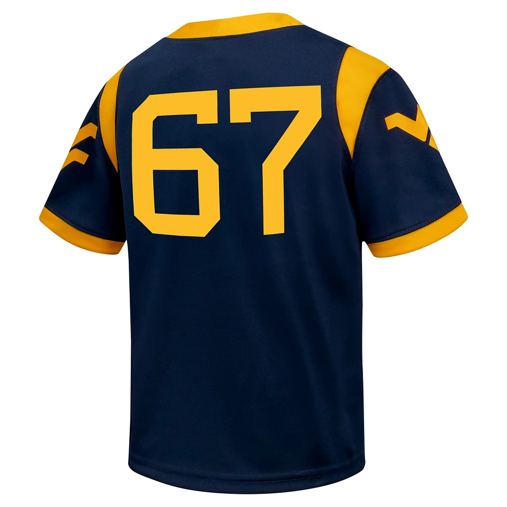 Maillot de football Nike #67 bleu marine West Virginia Mountaineers Untouchable pour jeunes