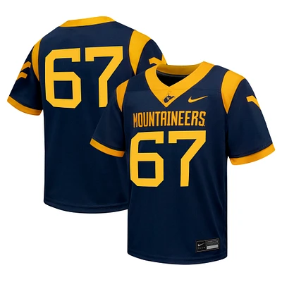 Youth Nike #67 Navy West Virginia Mountaineers Untouchable Football Jersey