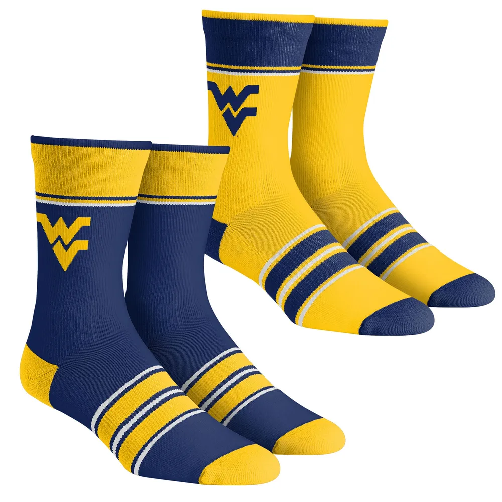 Youth Rock Em Socks Ensemble de 2 paires de chaussettes d'équipe multi-rayures West Virginia Mountaineers