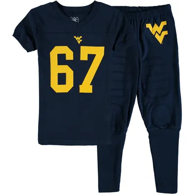 West Virginia Mountaineers Wes & Willy Youth Football Pajama Set - Navy