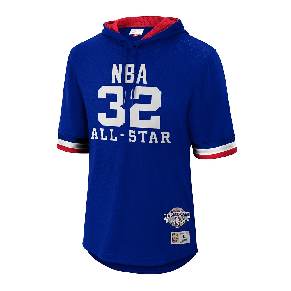 Men's Mitchell & Ness Magic Johnson Royal Western Conference 1985 All-Star Game Name Number Short Sleeve Hoodie