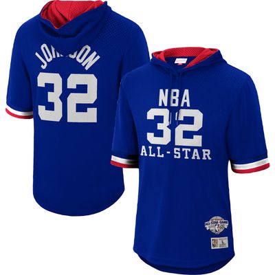 Men's Mitchell & Ness Magic Johnson Royal Western Conference 1985 All-Star Game Name Number Short Sleeve Hoodie