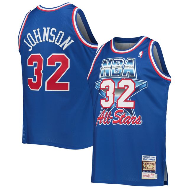 Maillot pour homme Mitchell & Ness Magic Johnson Royal Western Conference Hardwood Classics 1992 NBA All-Star Game authentique