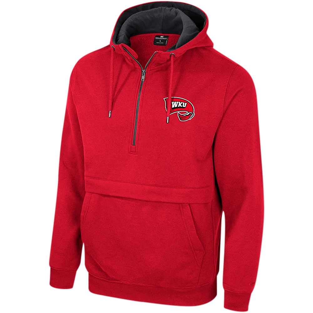 Sweat à capuche Colosseum Red Western Kentucky Hilltoppers Team demi-glissière pour homme