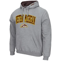 Men's Colosseum Heather Gray Western Michigan Broncos Arch & Logo 3.0 Pullover Hoodie