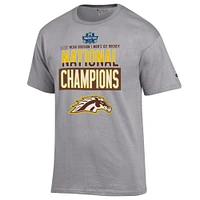 Unisex Champion Gray Western Michigan Broncos 2025 NCAA Frozen Four Men's Ice Hockey National Champions Locker Room T-Shirt