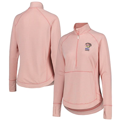 Women's Ahead Pink WGC-Dell Technologies Match Play Summer Double Jaquard Striped Raglan Quarter-Zip Top