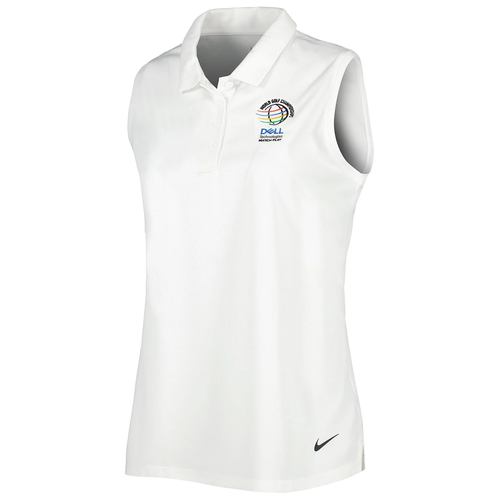 Polo Nike WGC-Dell Technologies Match Play Victory Performance sans manches pour femme - Blanc