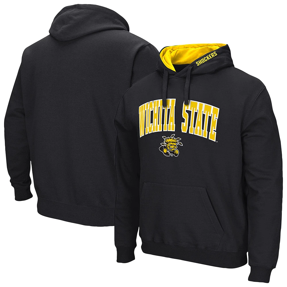 Men's Colosseum Black Wichita State Shockers Arch & Logo 3.0 Pullover Hoodie