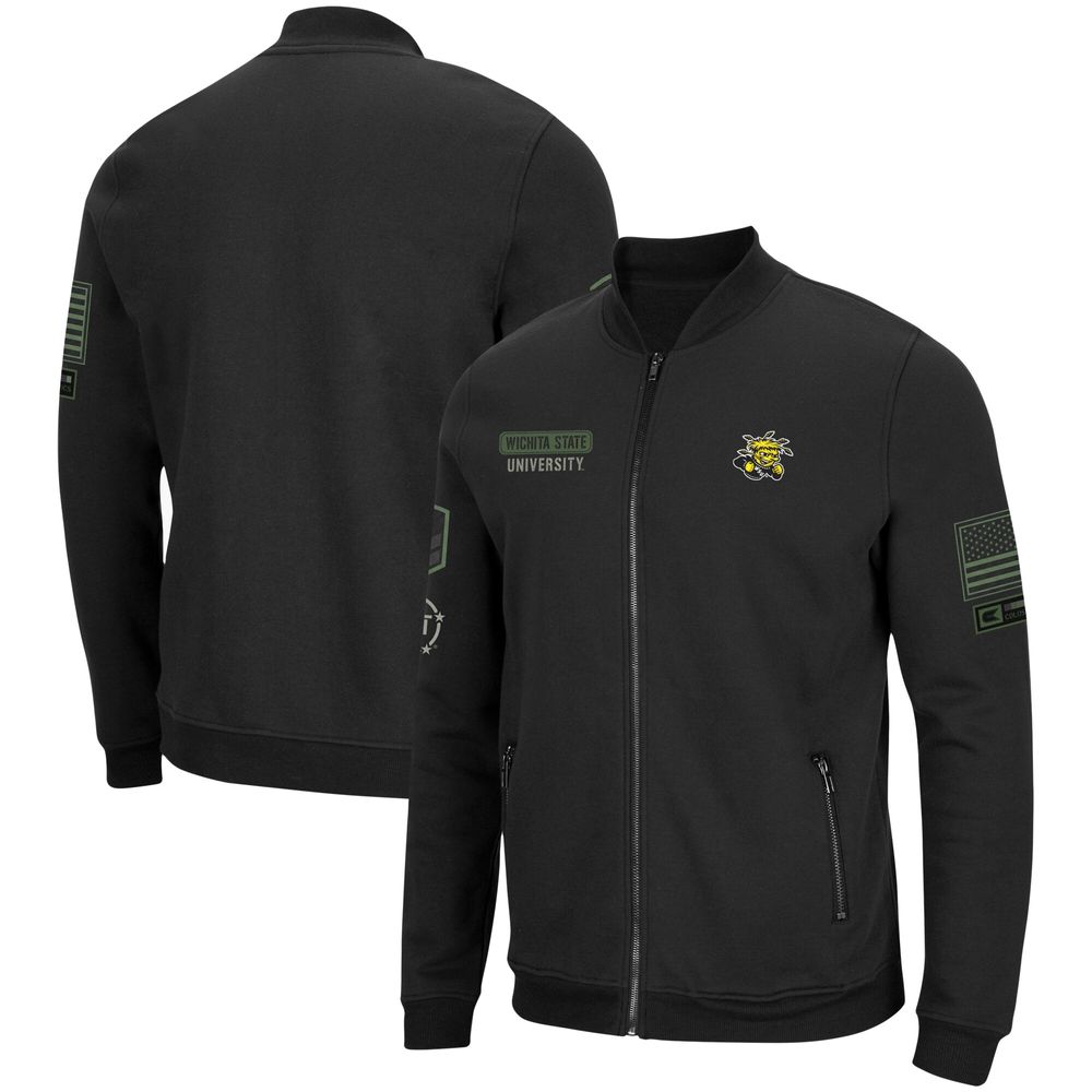 Men's Colosseum Black Wichita State Shockers OHT Military Appreciation High-Speed Bomber Full-Zip Jacket