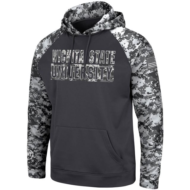 Colosseum Charcoal Wichita State Shockers OHT Military Appreciation Digital Camo Sweat à capuche pour homme