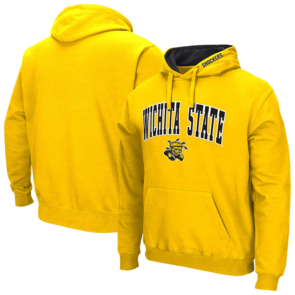 Men's Colosseum Yellow Wichita State Shockers Arch & Logo 3.0 Pullover Hoodie