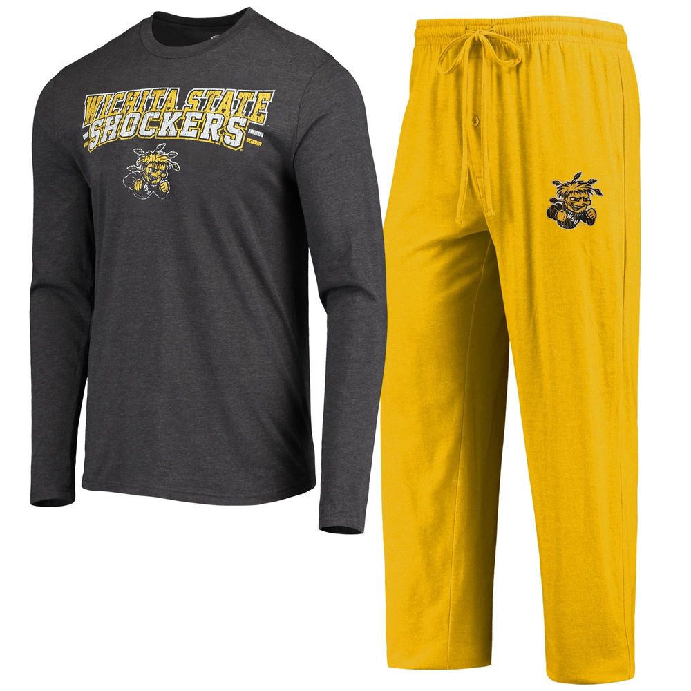 Men's Concepts Sport Yellow/Heathered Charcoal Wichita State Shockers Meter Long Sleeve T-Shirt & Pants Sleep Set