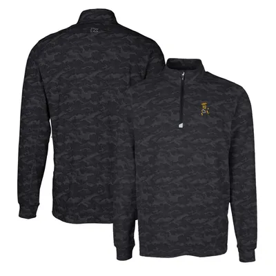 Wichita State Shockers Cutter & Buck Vault Traverse Camo Print Stretch Quarter-Zip Pullover Top - Black