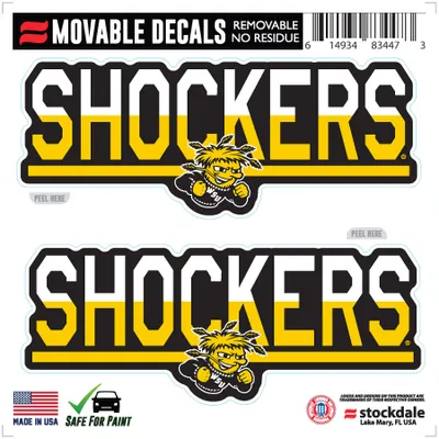 Lot de 2 décalcomanies repositionnables bicolores 6" x 6" Wichita State Shockers