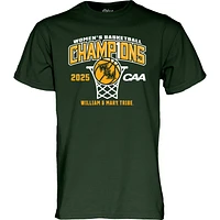T-shirt unisexe bleu 84 vert William & Mary Tribe 2025, champion du tournoi de basketball féminin la CAA