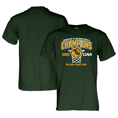 T-shirt unisexe bleu 84 vert William & Mary Tribe 2025, champion du tournoi de basketball féminin la CAA
