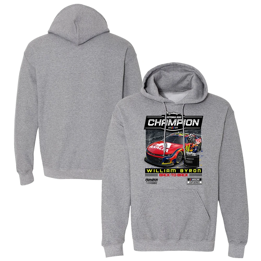 Men's Checkered Flag Sports  Heather Gray William Byron 2025 Daytona 500 Champion Pullover Hoodie