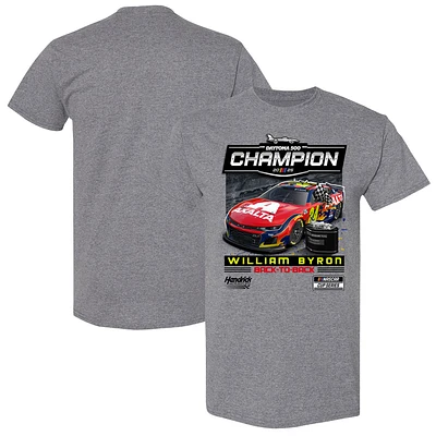Men's Checkered Flag Sports  Heather Gray William Byron 2025 Daytona 500 Champion Winner T-Shirt