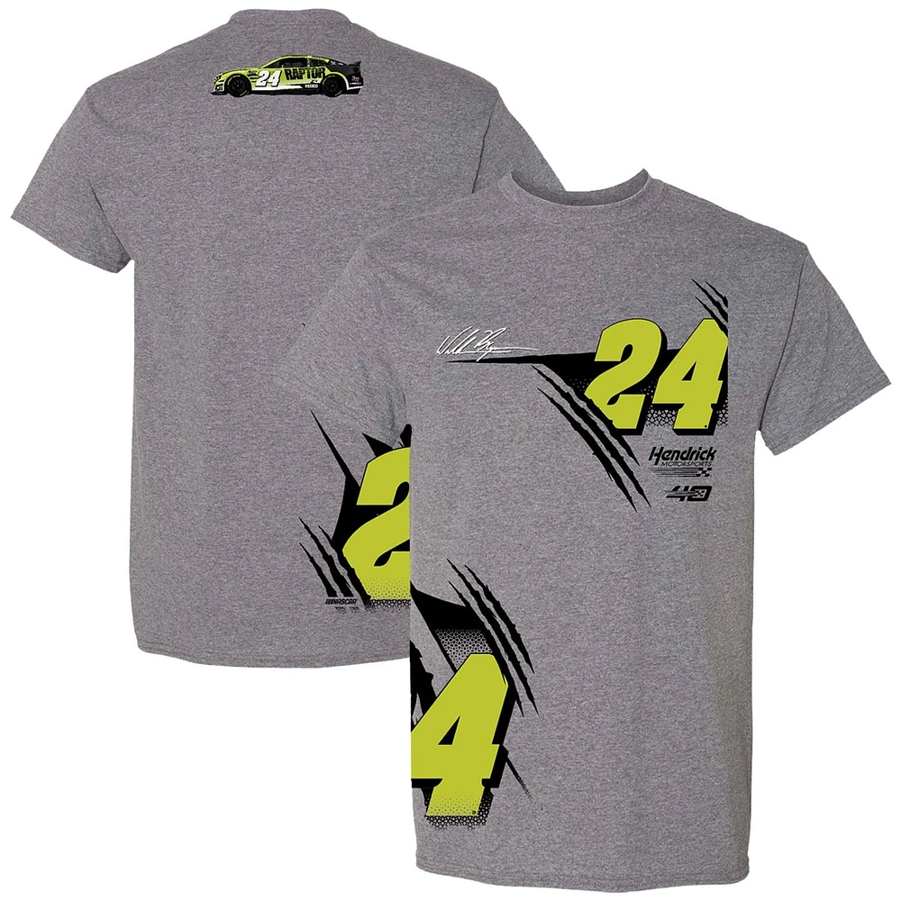 T-shirt pour hommes Hendrick Motorsports Team Collection Heather Charcoal William Byron Raptor