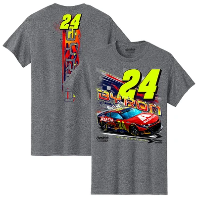 T-shirt pour homme de la collection Hendrick Motorsports Team, gris chiné, avec voiture William Byron