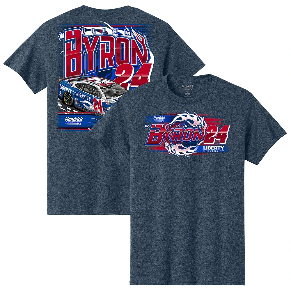 Men's Hendrick Motorsports Team Collection  Heather Navy William Byron Liberty University Car T-Shirt