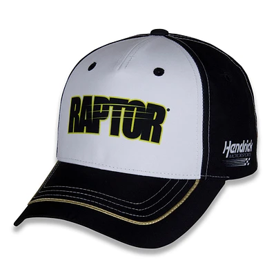 Collection de l'équipe Hendrick Motorsports pour hommes, blanc/noir, uniforme William Byron Raptor, chapeau réglable